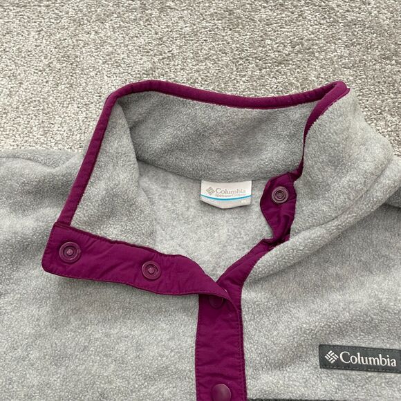 Columbia Campfire Fleece Jacket Mens XL Gray Purple 1/4 Snap Button Outdoor Hike - Picture 5 of 14